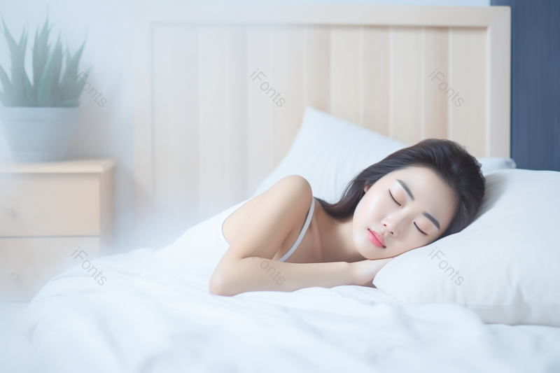 白色实拍图房间里午休的年轻美女,高清,摄影图,摄影图片,图片大全,摄影图免费下载